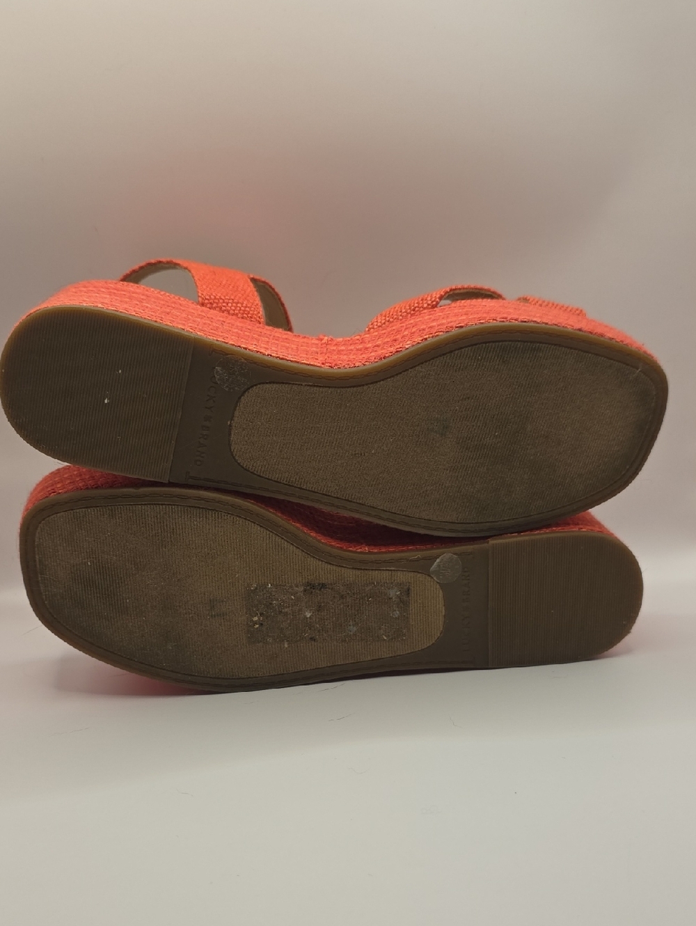 Lucky Brand Orange Woven Platform Sandals with Buckle Bright Fun Travel Vacation - Picture 9 of 9